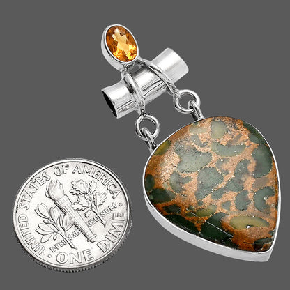 Natural Bamboo Jasper & Citrine Pendant P-1276 SDP144472