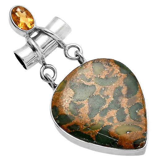 Natural Bamboo Jasper & Citrine Pendant P-1276 SDP144472