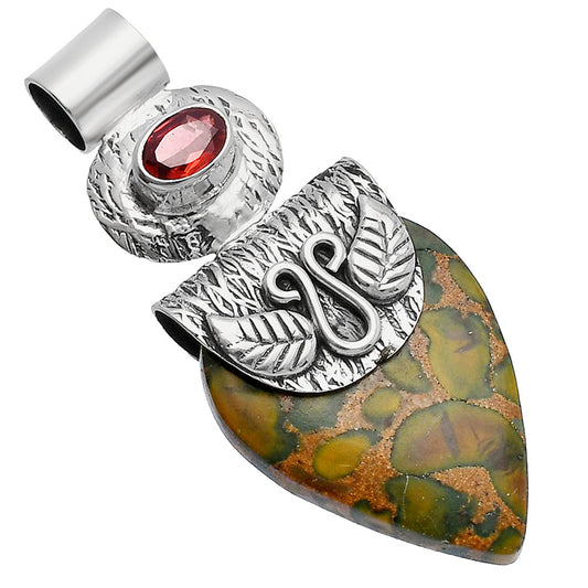Natural Bamboo Jasper & Garnet Pendant P-1545 SDP144483