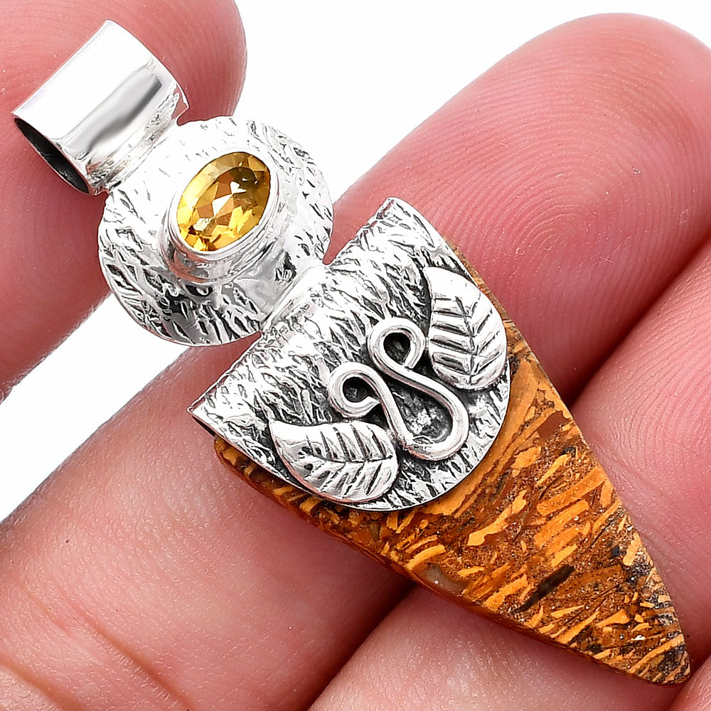 Coquina Fossil Jasper & Citrine Pendant P-1545 SDP144488