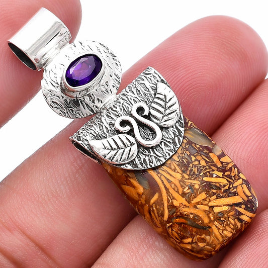 Coquina Fossil Jasper & Amethyst Pendant P-1545 SDP144491