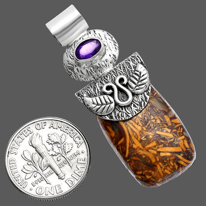 Coquina Fossil Jasper & Amethyst Pendant P-1545 SDP144491