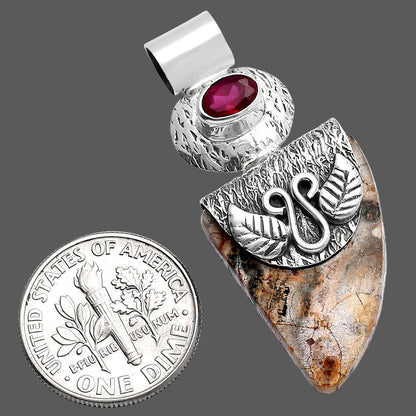 Natural Leopard Skin Jasper & Ruby Pendant P-1545 SDP144493