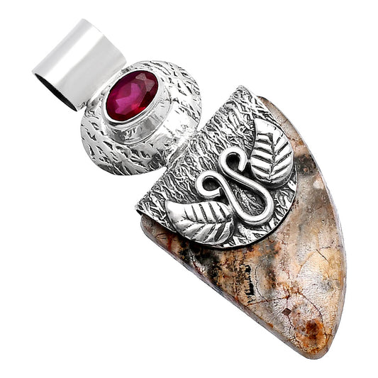 Natural Leopard Skin Jasper & Ruby Pendant P-1545 SDP144493