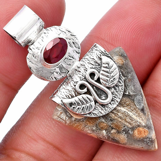 Natural Tabu Jasper & Garnet Pendant P-1545 SDP144498