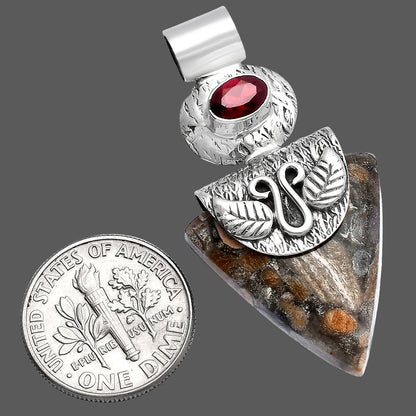 Natural Tabu Jasper & Garnet Pendant P-1545 SDP144498