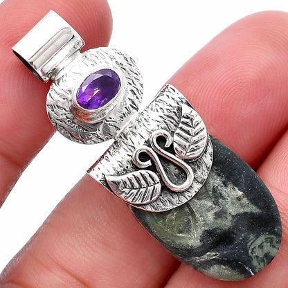 Natural Star Galaxy Jasper & Amethyst Pendant P-1545 SDP144504