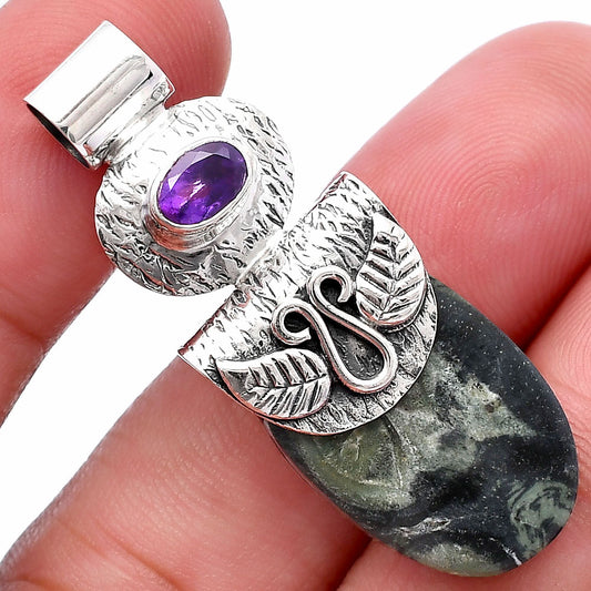 Natural Star Galaxy Jasper & Amethyst Pendant P-1545 SDP144504