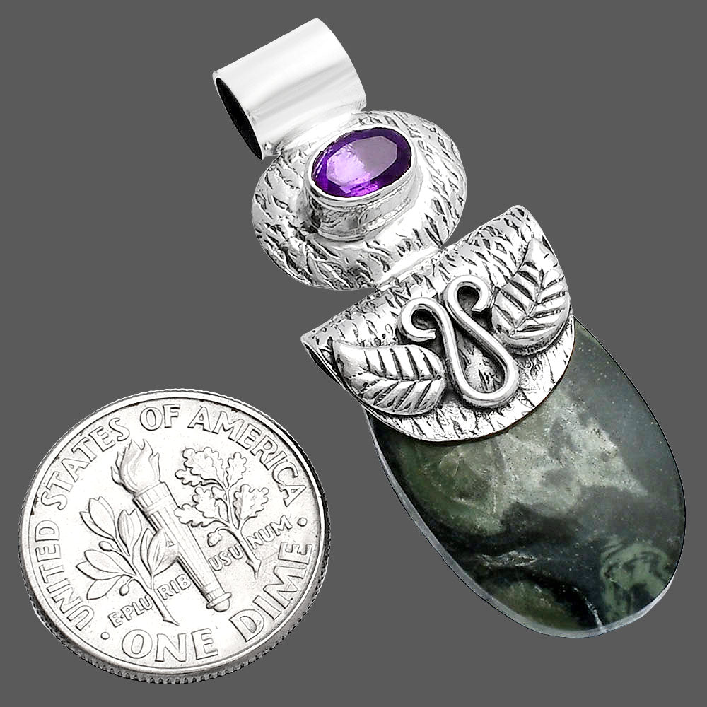 Natural Star Galaxy Jasper & Amethyst Pendant P-1545 SDP144504