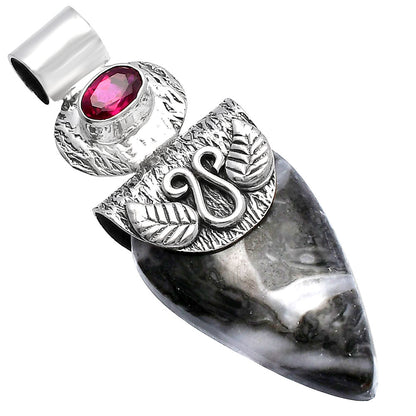 Natural Mexican Cabbing Fossil & Ruby Pendant P-1545 SDP144509