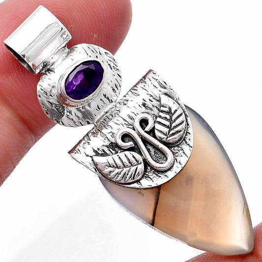 Montana Agate - USA & Amethyst Pendant P-1545 SDP144511