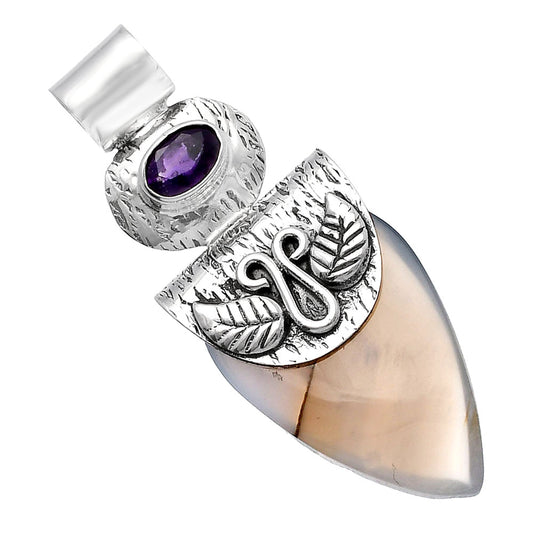 Montana Agate - USA & Amethyst Pendant P-1545 SDP144511