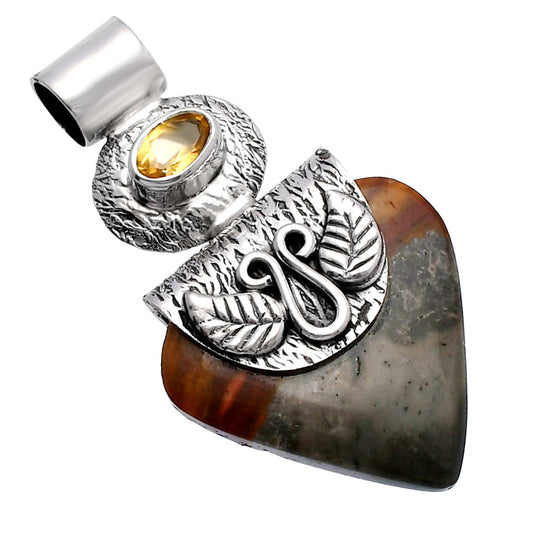 Natural Polygram Jasper & Citrine Pendant P-1545 SDP144513