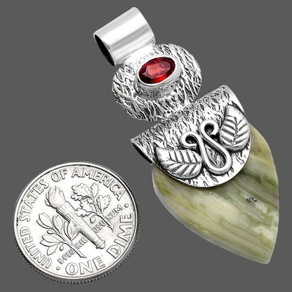 Natural Serpentine & Garnet Pendant P-1545 SDP144516