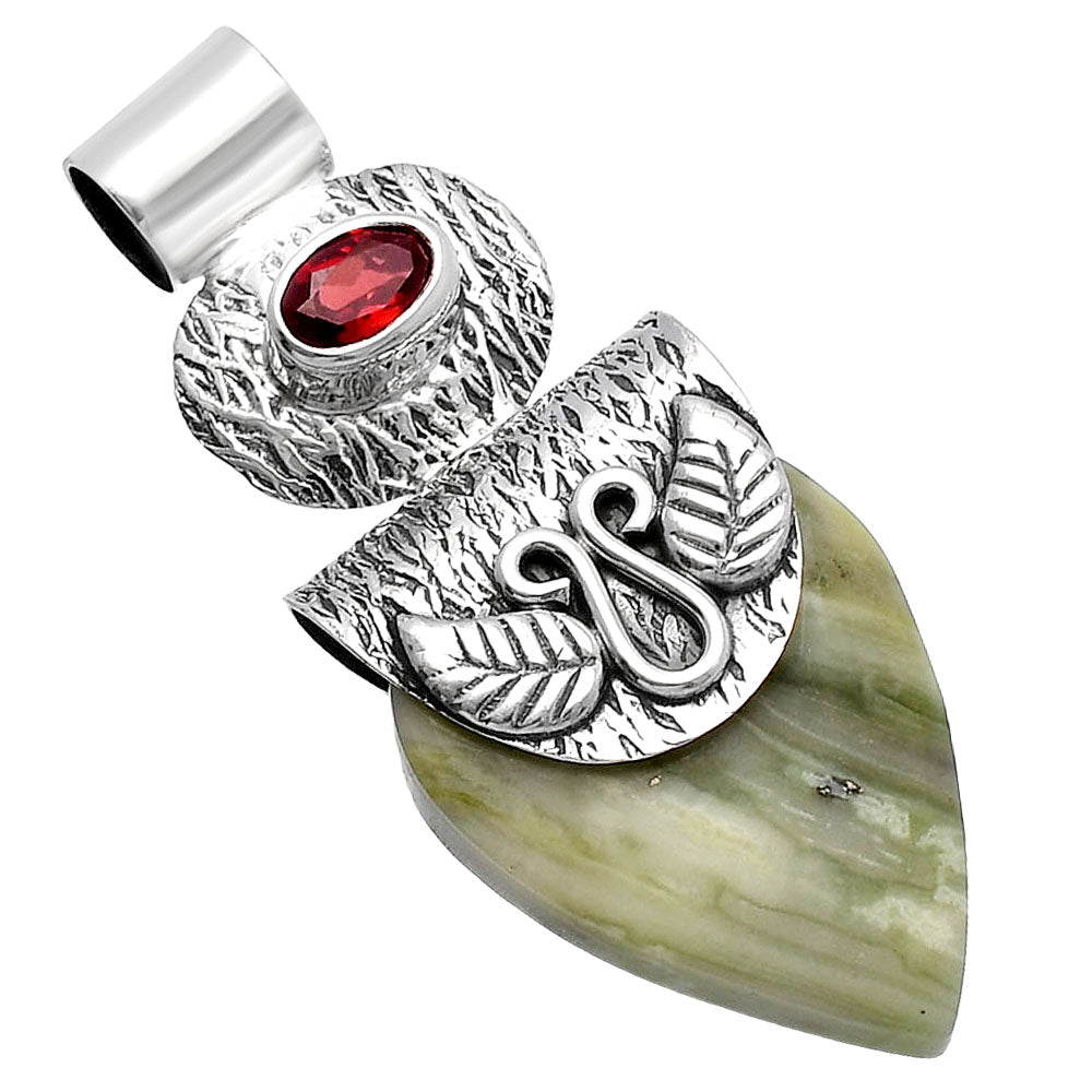 Natural Serpentine & Garnet Pendant P-1545 SDP144516