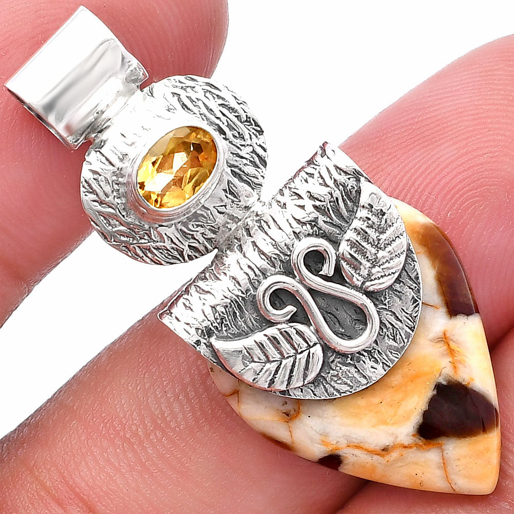 Natural Peanut Wood & Citrine Pendant P-1545 SDP144521