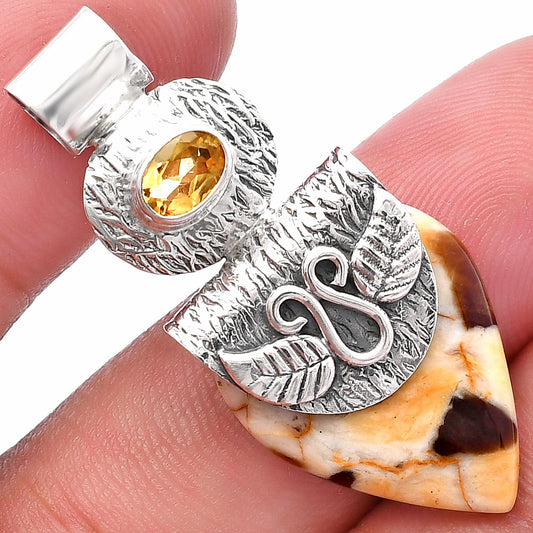 Natural Peanut Wood & Citrine Pendant P-1545 SDP144521