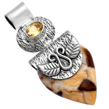 Natural Peanut Wood & Citrine Pendant P-1545 SDP144521