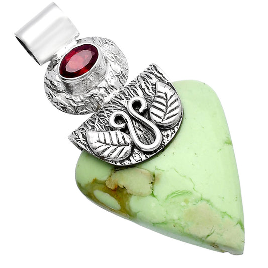 Natural Lemon Chrysoprase & Garnet Pendant P-1545 SDP144522