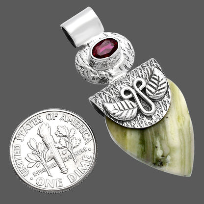 Natural Serpentine & Ruby Pendant P-1545 SDP144523