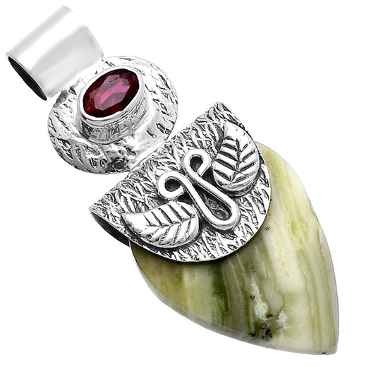 Natural Serpentine & Ruby Pendant P-1545 SDP144523