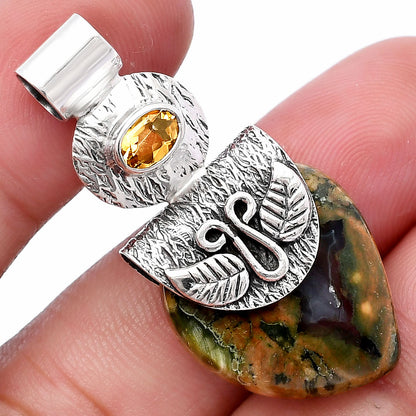 Rhyolite Rainforest Jasper & Citrine Pendant P-1545 SDP144524