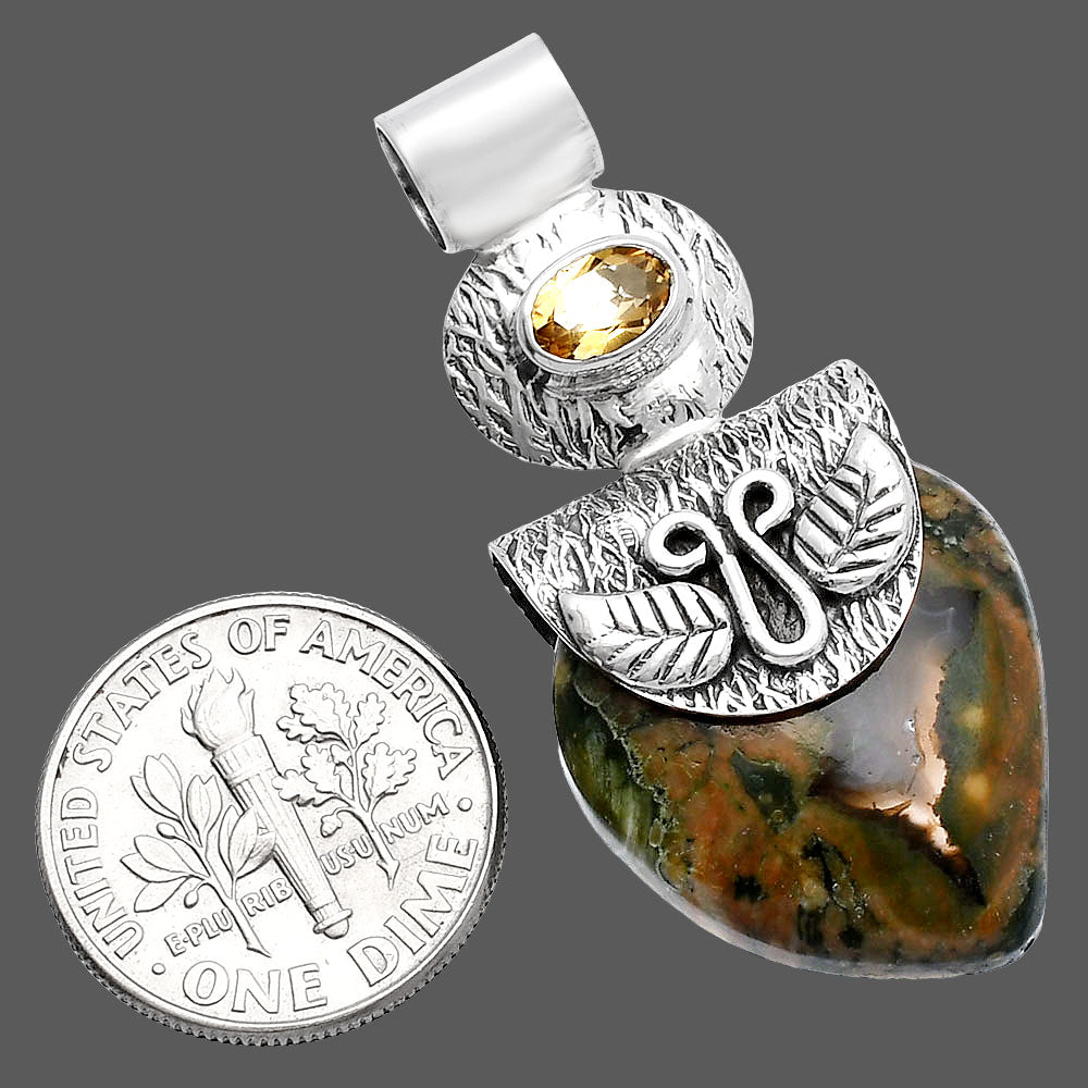 Rhyolite Rainforest Jasper & Citrine Pendant P-1545 SDP144524