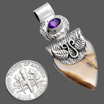 Montana Agate - USA & Amethyst Pendant P-1545 SDP144529