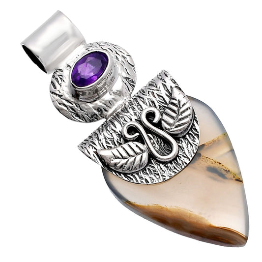 Montana Agate - USA & Amethyst Pendant P-1545 SDP144529