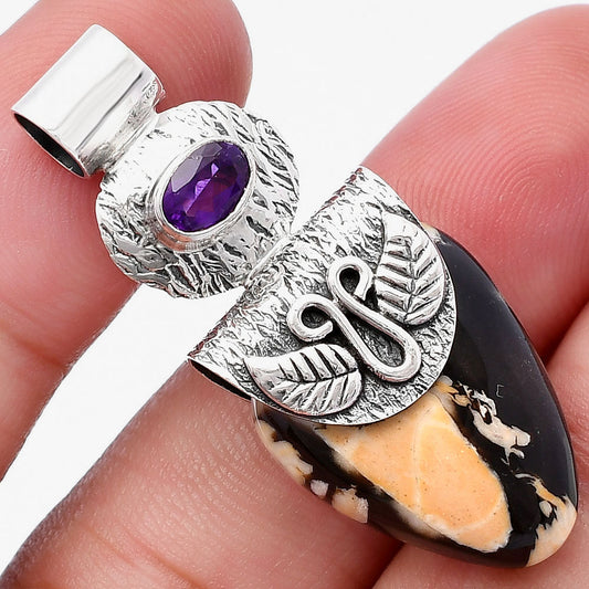 Natural Peanut Wood & Amethyst Pendant P-1545 SDP144530