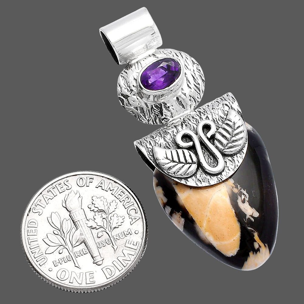 Natural Peanut Wood & Amethyst Pendant P-1545 SDP144530