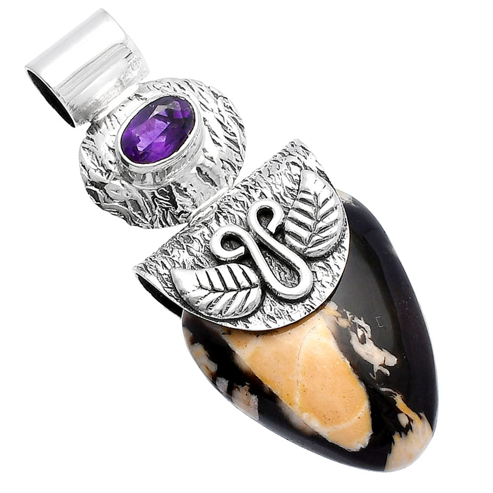Natural Peanut Wood & Amethyst Pendant P-1545 SDP144530