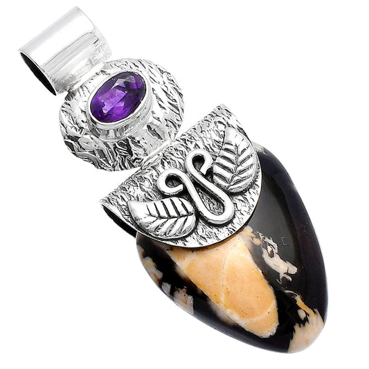 Natural Peanut Wood & Amethyst Pendant P-1545 SDP144530