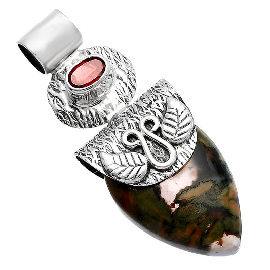 Rhyolite - Rainforest Jasper & Garnet Pendant P-1545 SDP144532