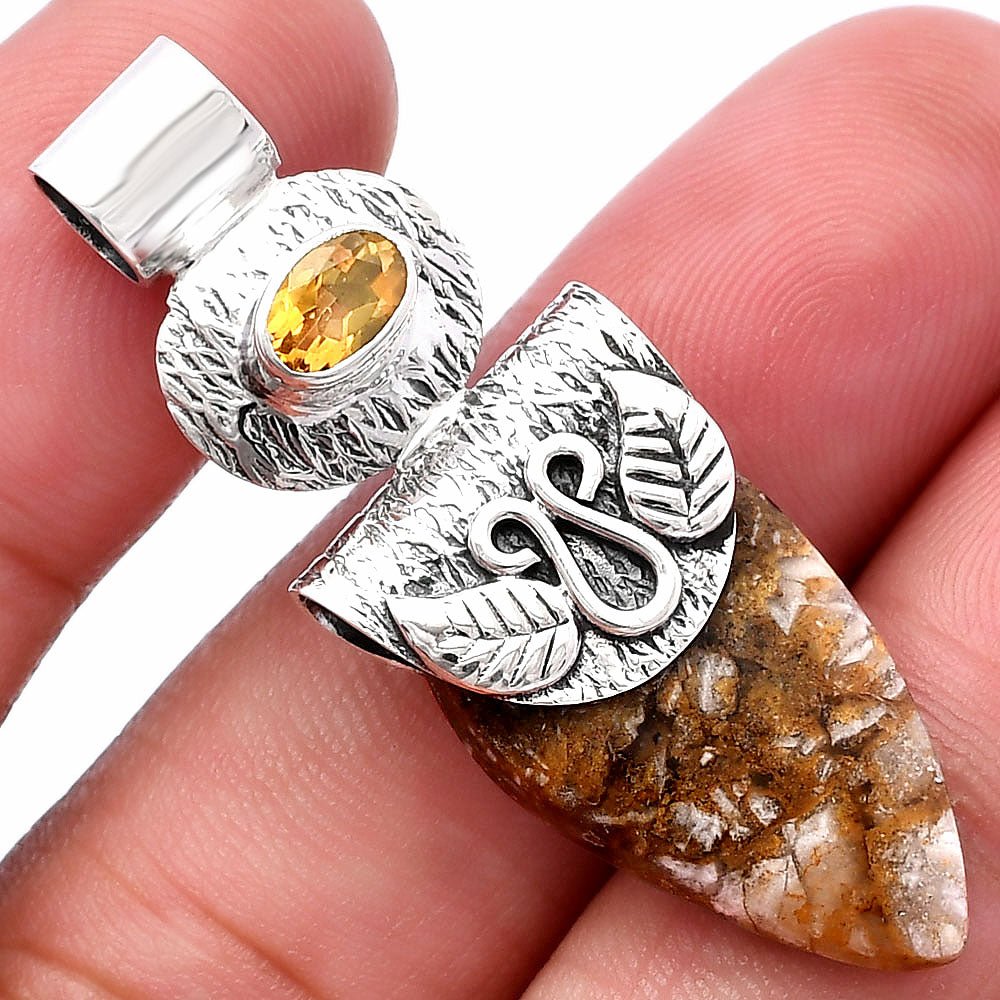 Natural Wild Horse Jasper & Citrine Pendant P-1545 SDP144534