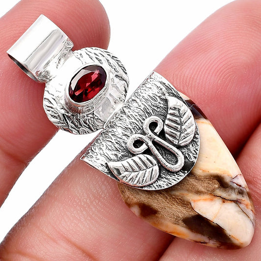 Natural Peanut Wood & Garnet Pendant P-1545 SDP144536