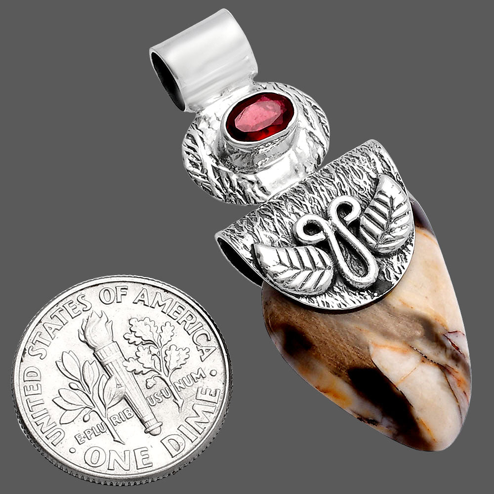 Natural Peanut Wood & Garnet Pendant P-1545 SDP144536