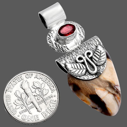 Natural Peanut Wood & Garnet Pendant P-1545 SDP144536