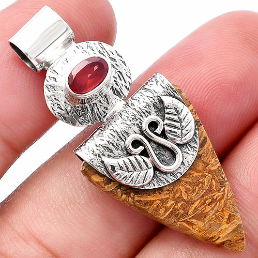 Coquina Fossil Jasper & Garnet Pendant P-1545 SDP144540