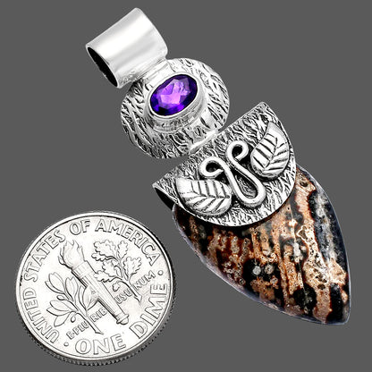 Natural Viper Skin Jasper & Amethyst Pendant P-1545 SDP144541
