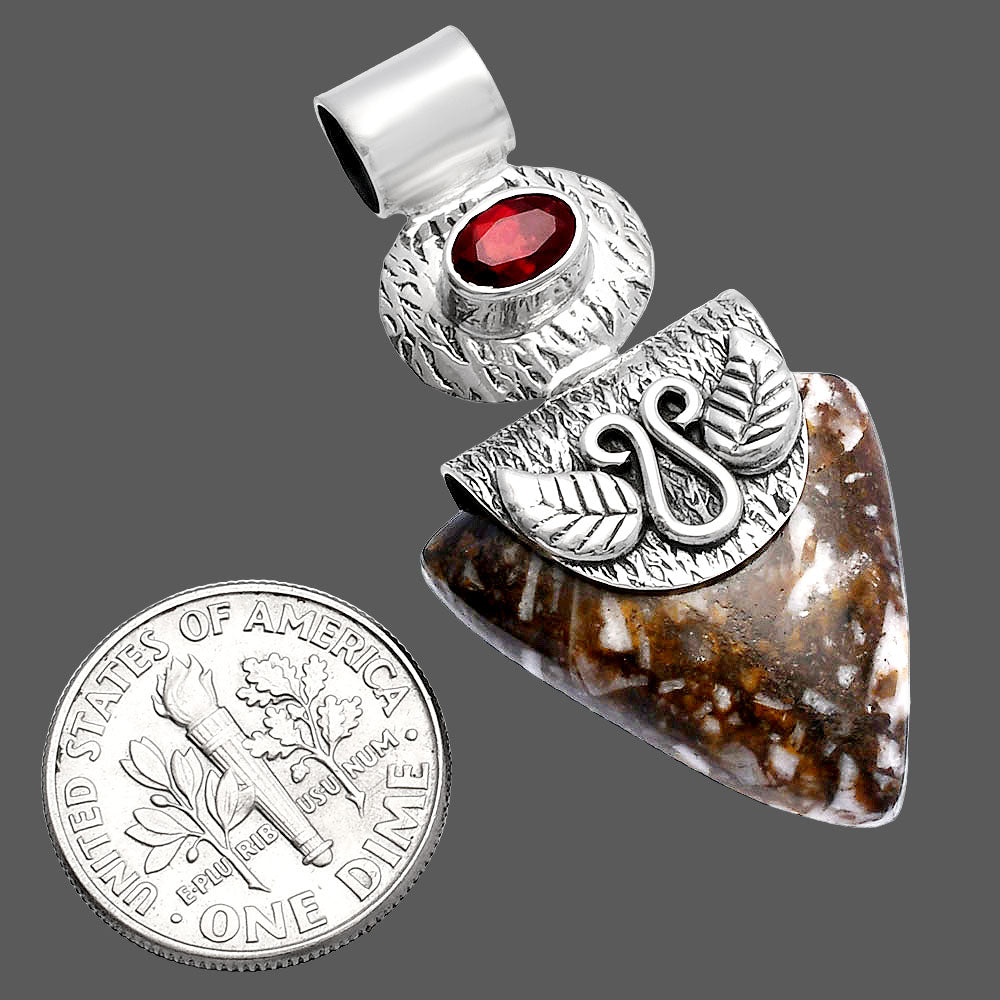 Natural Wild Horse Jasper & Garnet Pendant P-1545 SDP144542
