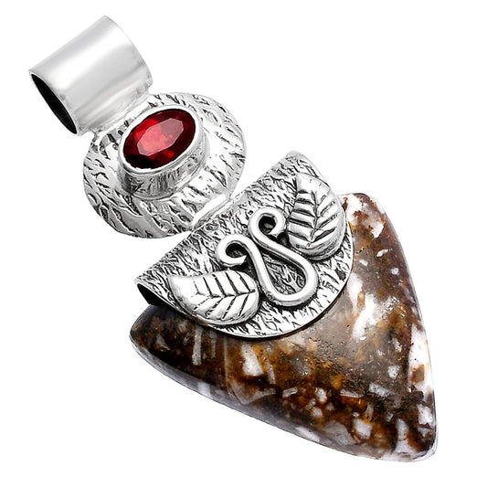 Natural Wild Horse Jasper & Garnet Pendant P-1545 SDP144542