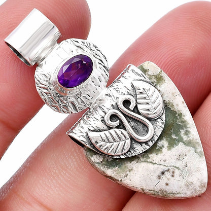 Natural Utah Variscite & Amethyst Pendant P-1545 SDP144544