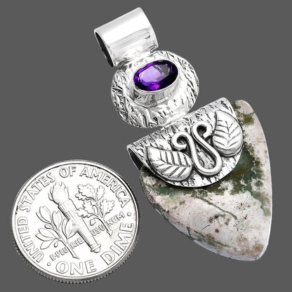 Natural Utah Variscite & Amethyst Pendant P-1545 SDP144544
