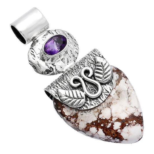 Natural Wild Horse Jasper & Amethyst Pendant P-1545 SDP144545