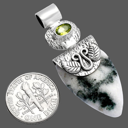 Tree Weed Moss Agate & Peridot Pendant P-1545 SDP144547