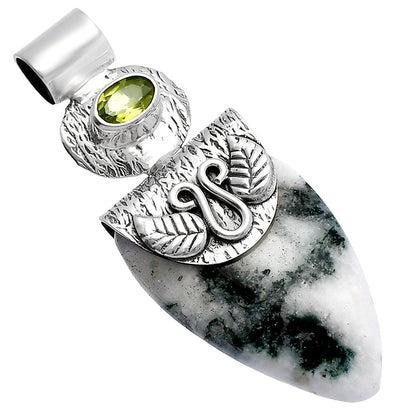 Tree Weed Moss Agate & Peridot Pendant P-1545 SDP144547