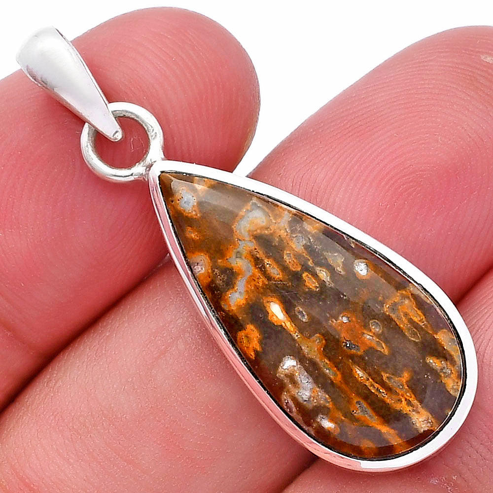 Natural Palm Root Fossil Agate Pendant P-1002 SDP144563