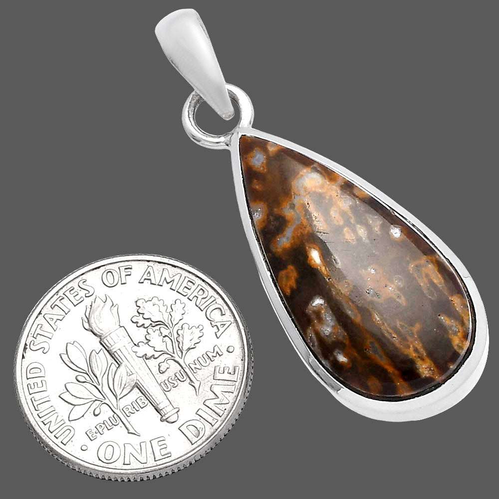 Natural Palm Root Fossil Agate Pendant P-1002 SDP144563