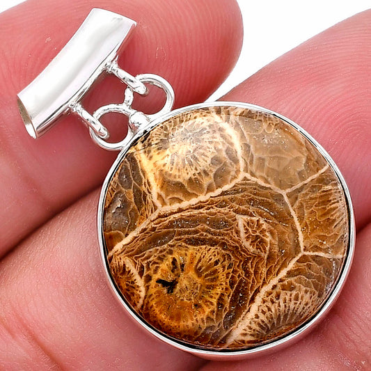Natural Flower Fossil Coral Pendant P-1198 SDP144622
